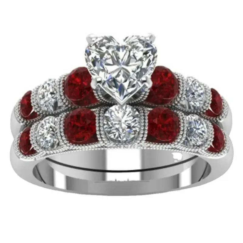 Anillo de moda con diamantes en forma de corazón