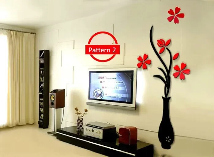 Adhesivo de pared acrílico 3D con diseño de jarrón creativo