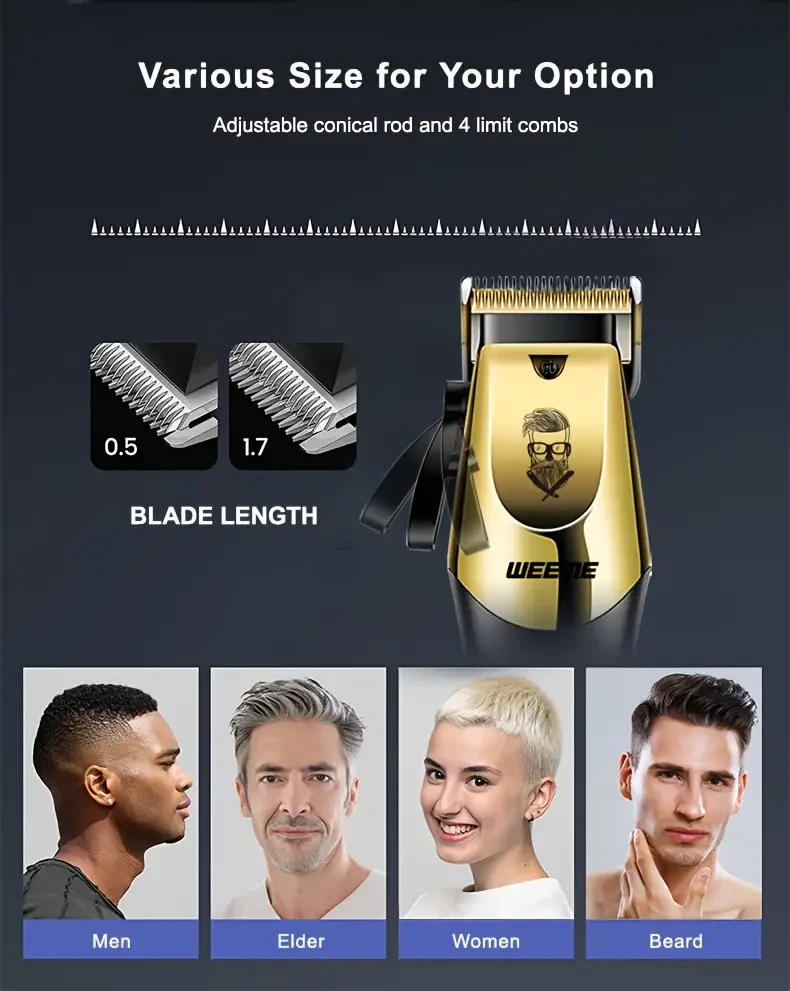 Set de cortadora y recortadora de cabello dorada para hombres
