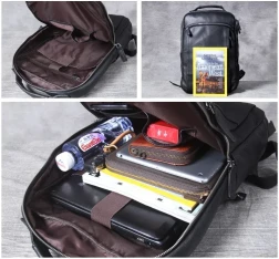 Mochila de cuero para hombre, hecha a mano, de primera capa de piel de vaca, mochila de viaje