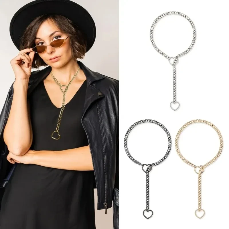 Collar de acero inoxidable con forma de corazón y lazo