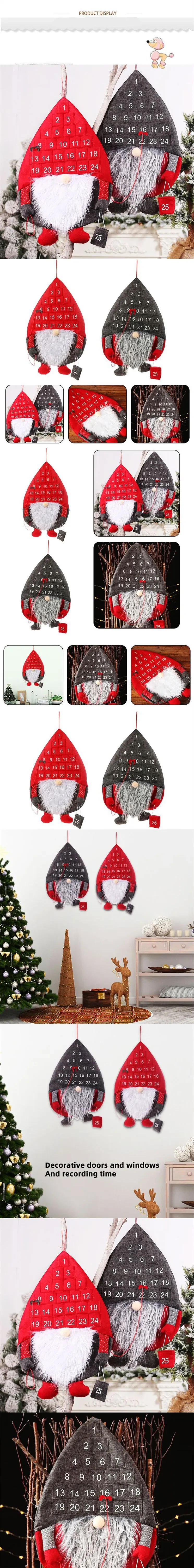 Calendario de Adviento navideño con muñeco de Papá Noel sin rostro para colgar en la puerta, pared y ventana, ideal para fiestas.