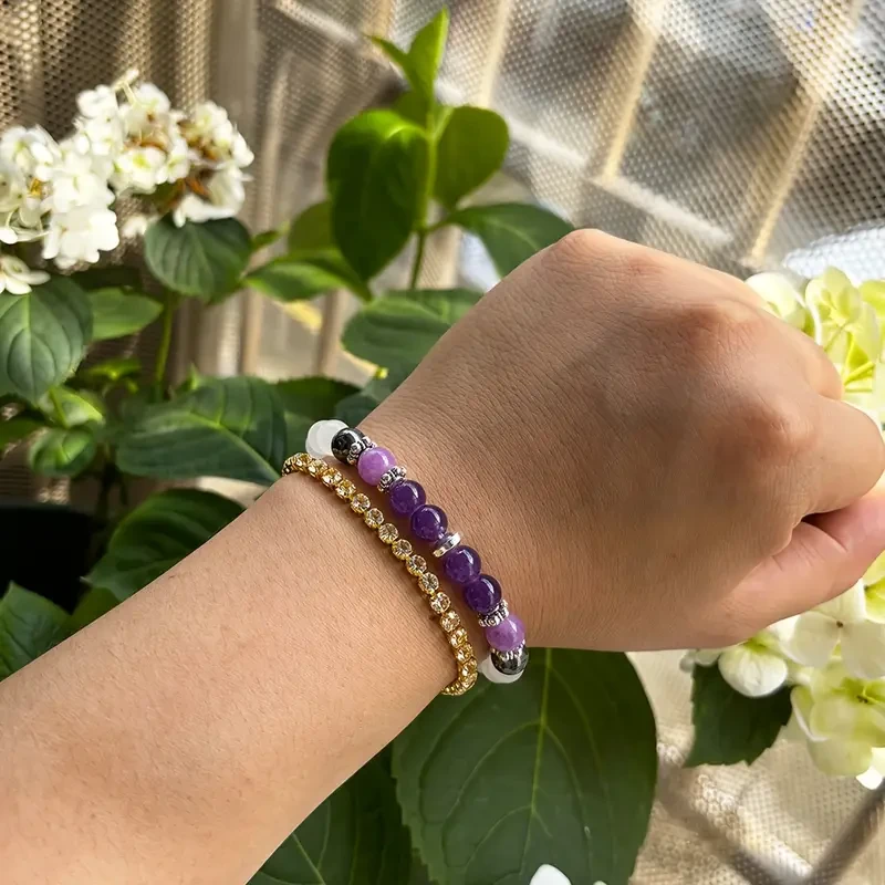 Pulsera de cuentas de amatista y hematita