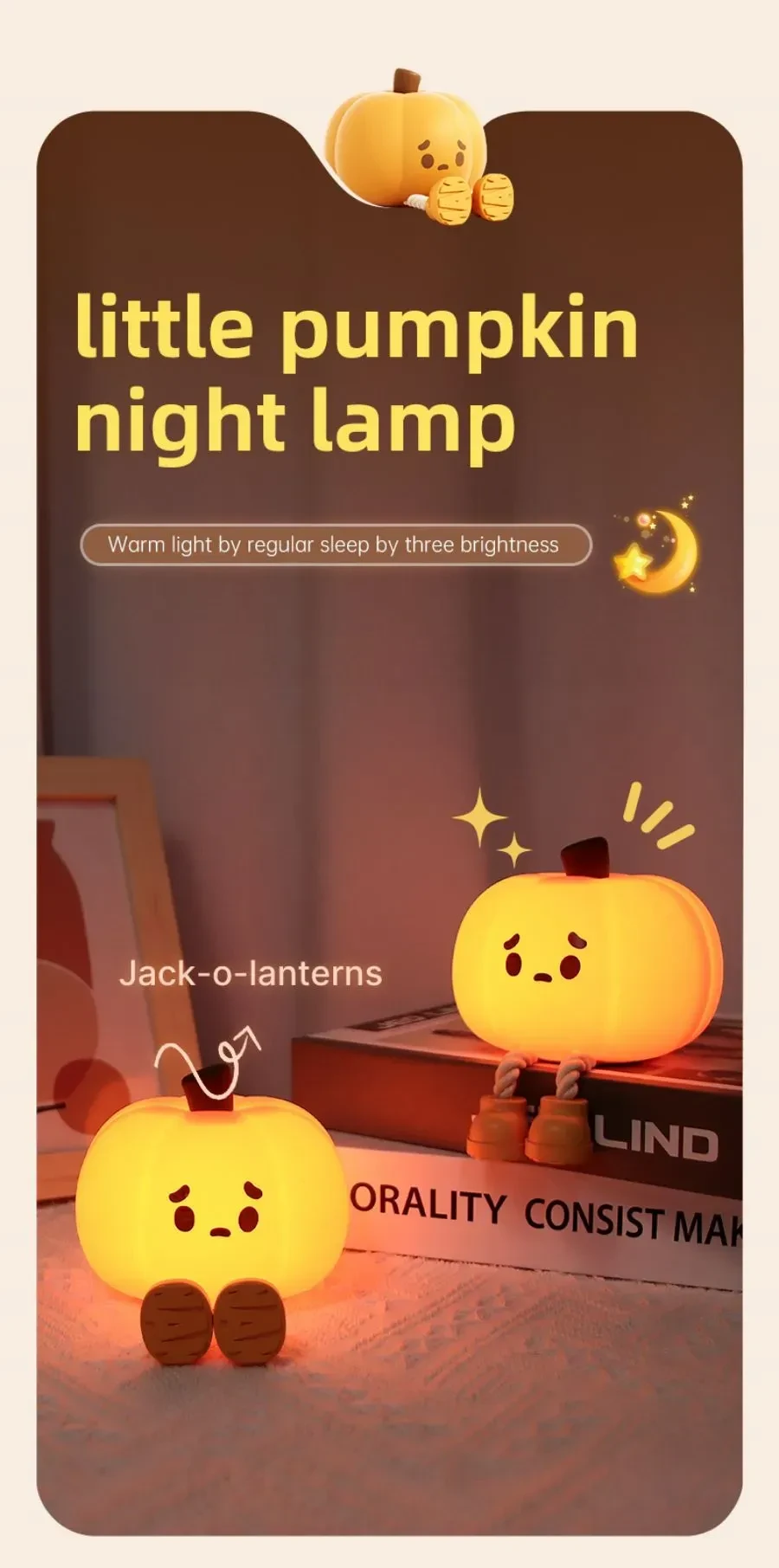 Lámpara de noche de calabaza de Halloween para decoración del hogar, linda lámpara de silicona suave, táctil, regulable, recargable, luz de noche, regalo para niños, decoraciones de Halloween