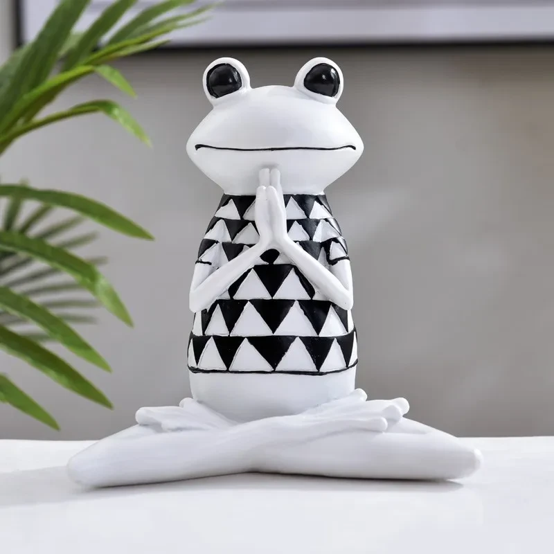 Figuras de rana de yoga, adornos de animales de meditación, estatua de resina, decoración de interiores para sala de estar, dormitorio, oficina y hogar.