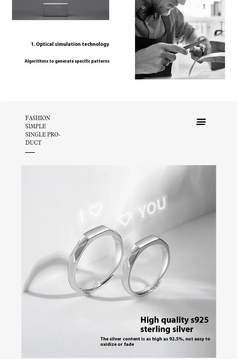 Anillos de plata esterlina de Light Reflect Show