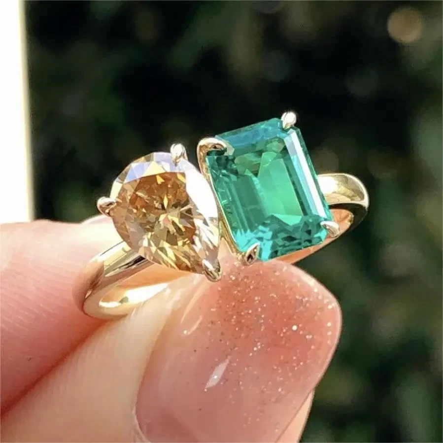 Joyería Creativa Doble Piedra Principal Dama Verde