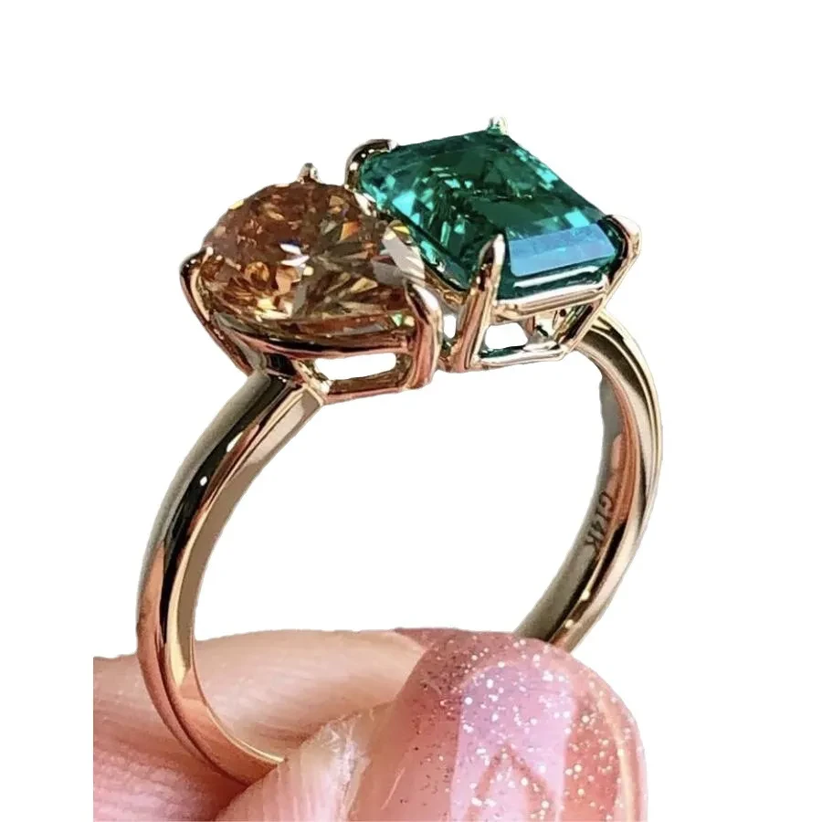 Joyería Creativa Doble Piedra Principal Dama Verde