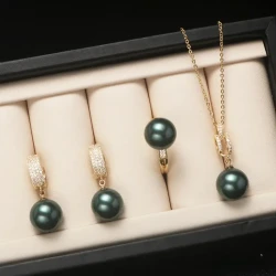 Conjunto de joyas de perlas para mujer,