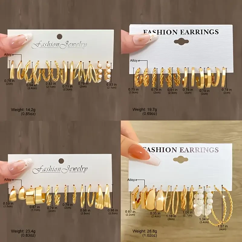 Pendientes para mujer 24 pares Corazón y imitación