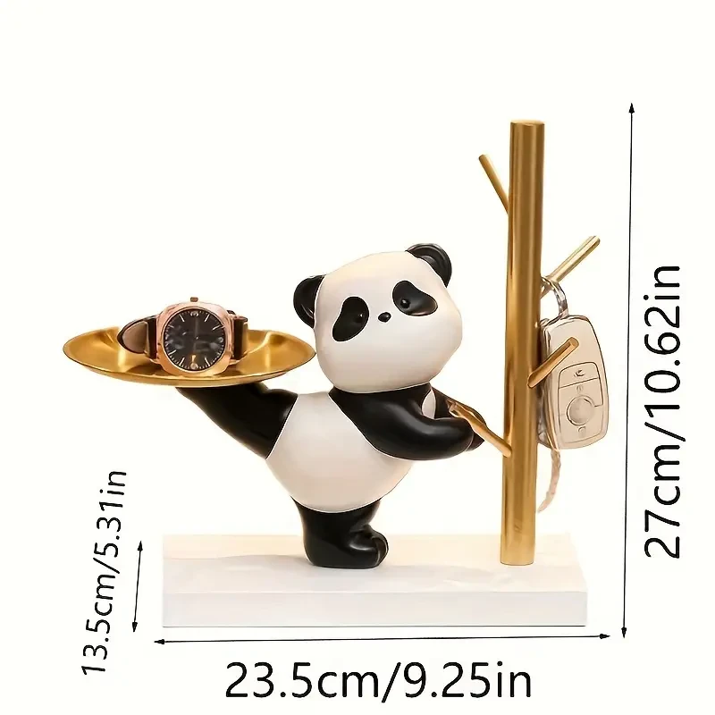 Envío gratuito especial para ti Oferta exclusiva Llavero con forma de panda y bandeja para baratijas - Soporte para joyas con forma de oso de dibujos animados de metal y resina para varios tipos de habitaciones - Decoración multiusos para el hogar interio