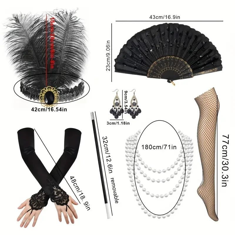 Conjunto de 7 piezas de joyas vintage para mujer de El Gran Gatsby