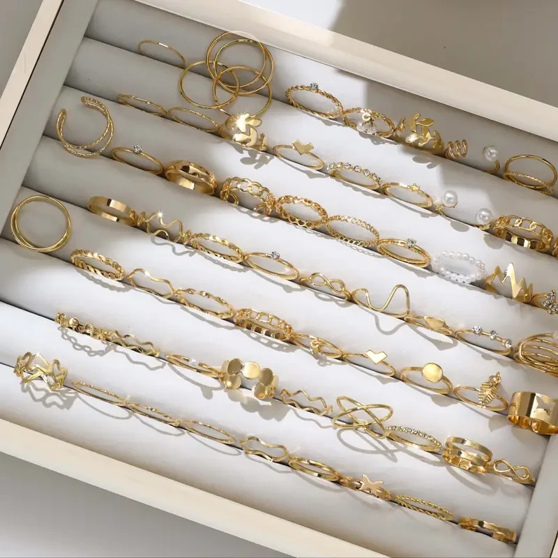 Juego de anillos de lujo de 68 piezas