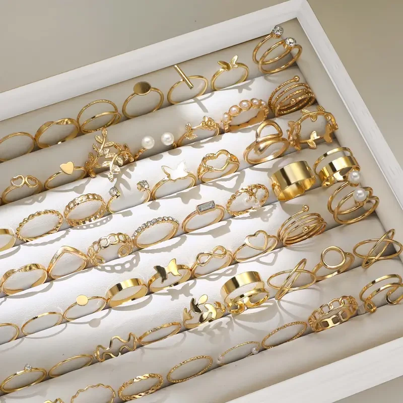 Juego de anillos de lujo de 68 piezas