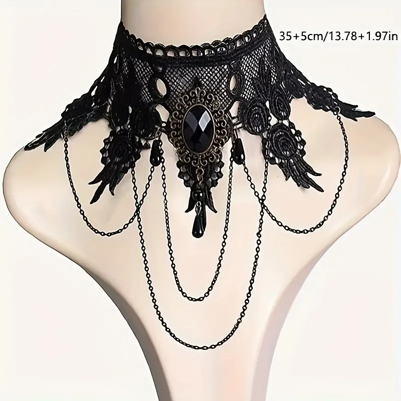Conjunto de gargantillas góticas steampunk