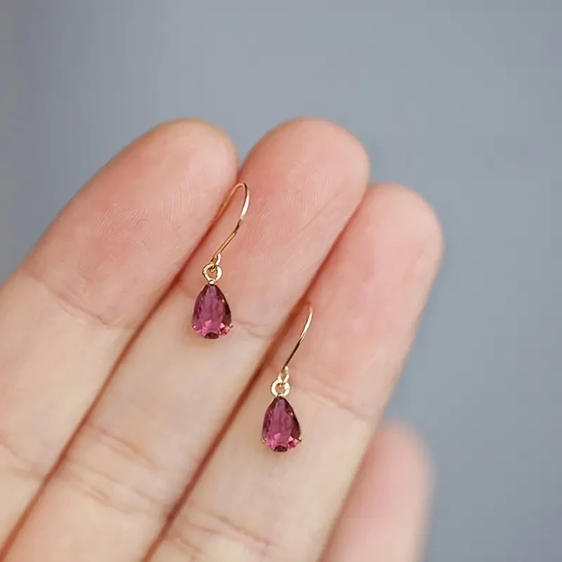 Pendientes colgantes con forma de gota de agua y esmeralda bañados en plata de ley