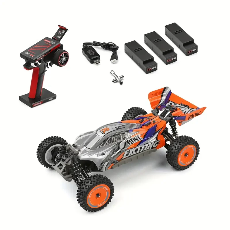 WLtoys 124010 - Coche RC a escala 1/12, 2,4 GHz, todoterreno 4x4 de alta velocidad, 55 km/h, incluye 3 baterías