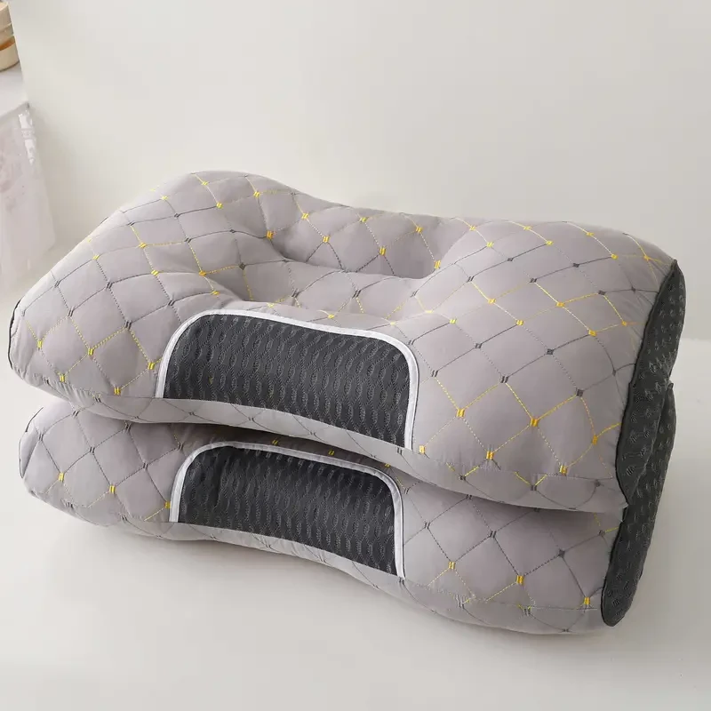 Almohada de maternidad ergonómica - Almohada de masaje cervical ajustable de algodón tejido, soporte ortopédico, firmeza media-suave