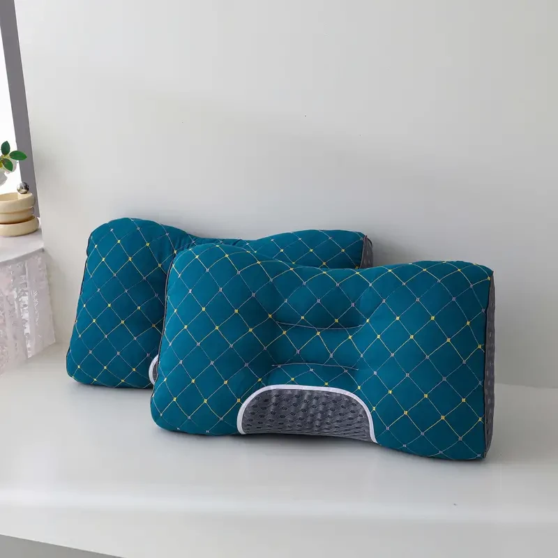 Almohada de maternidad ergonómica - Almohada de masaje cervical ajustable de algodón tejido, soporte ortopédico, firmeza media-suave