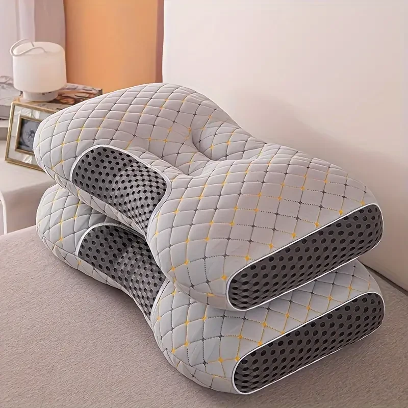 Almohada de maternidad ergonómica - Almohada de masaje cervical ajustable de algodón tejido, soporte ortopédico, firmeza media-suave