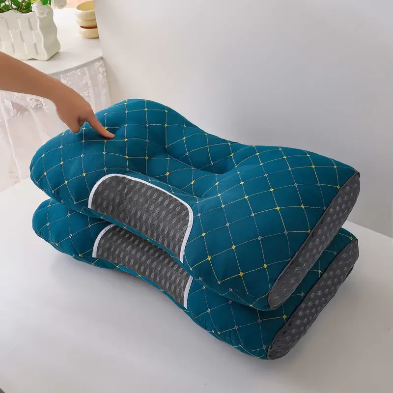 Almohada de maternidad ergonómica - Almohada de masaje cervical ajustable de algodón tejido, soporte ortopédico, firmeza media-suave