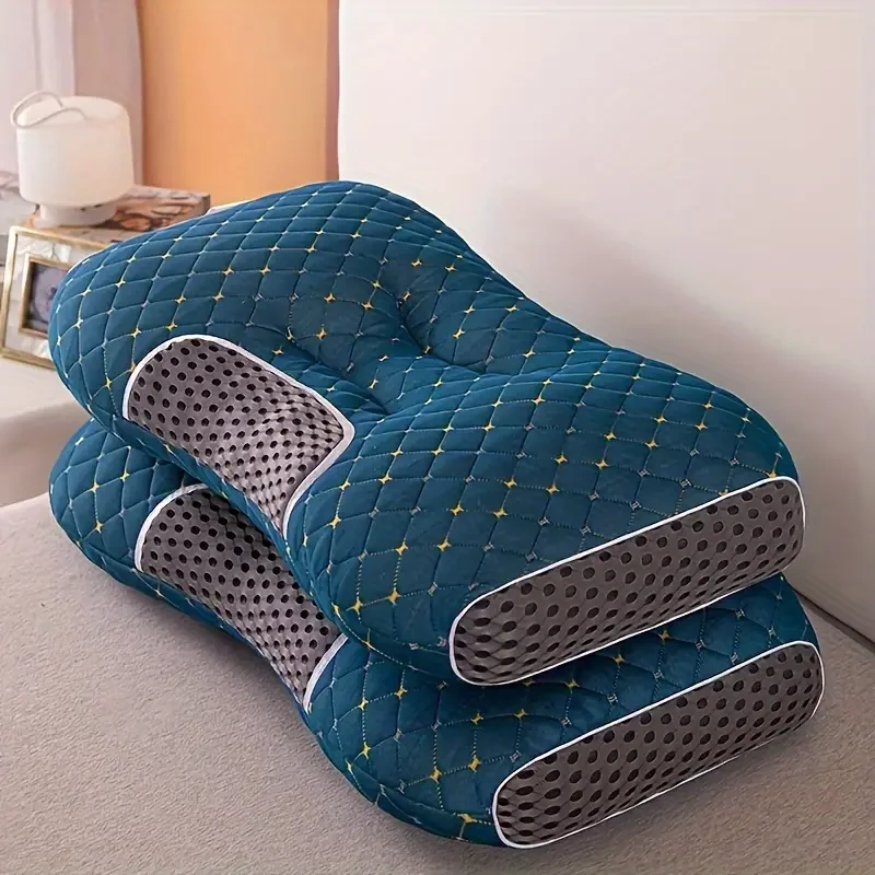 Almohada de maternidad ergonómica - Almohada de masaje cervical ajustable de algodón tejido, soporte ortopédico, firmeza media-suave