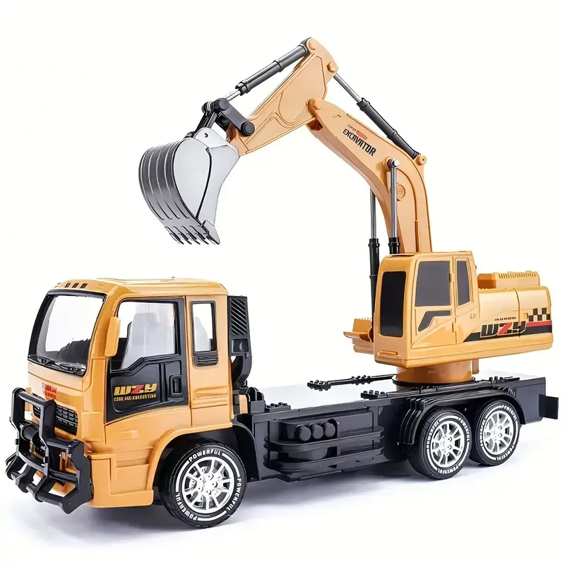 Excavadora de ingeniería con control remoto de 10 canales: excavadora de construcción RC realista