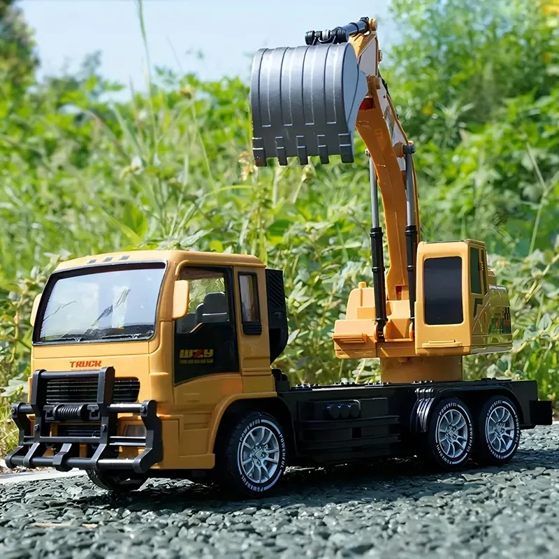 Excavadora de ingeniería con control remoto de 10 canales: excavadora de construcción RC realista