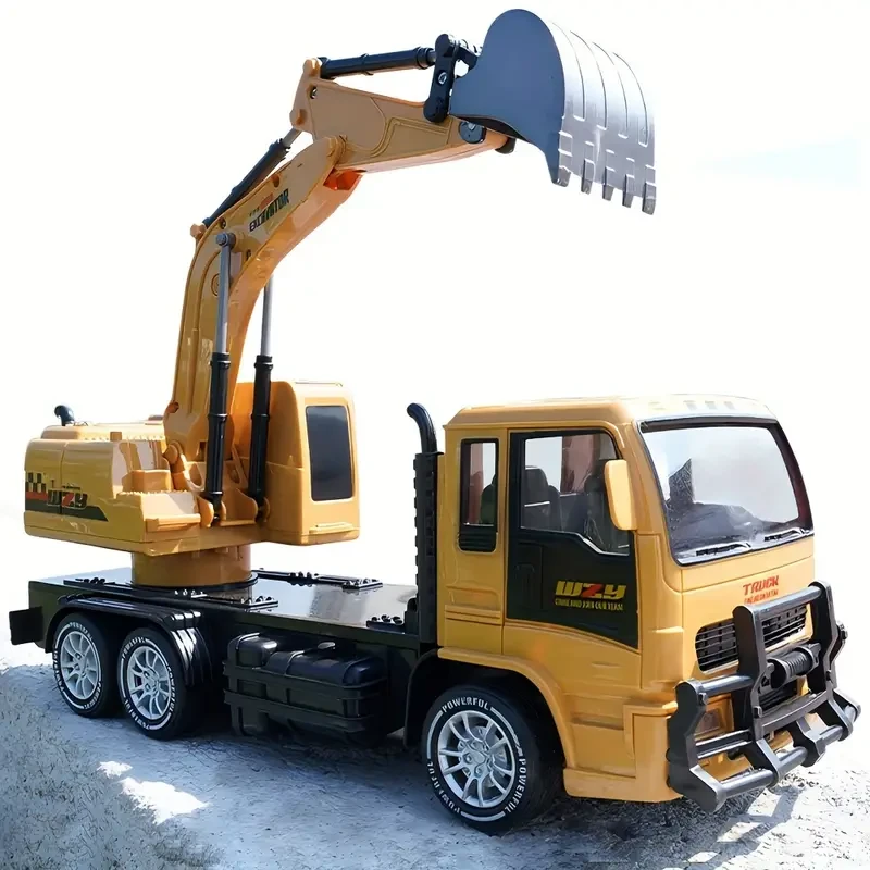 Excavadora de ingeniería con control remoto de 10 canales: excavadora de construcción RC realista