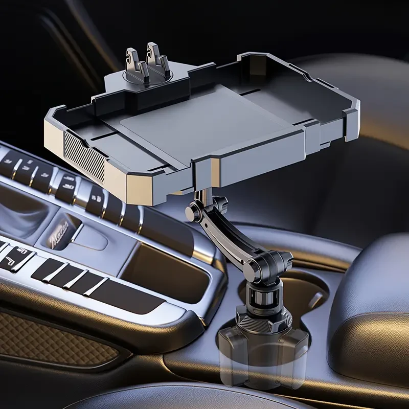 Bandeja de almacenamiento versátil para coche con soporte plegable para teléfono