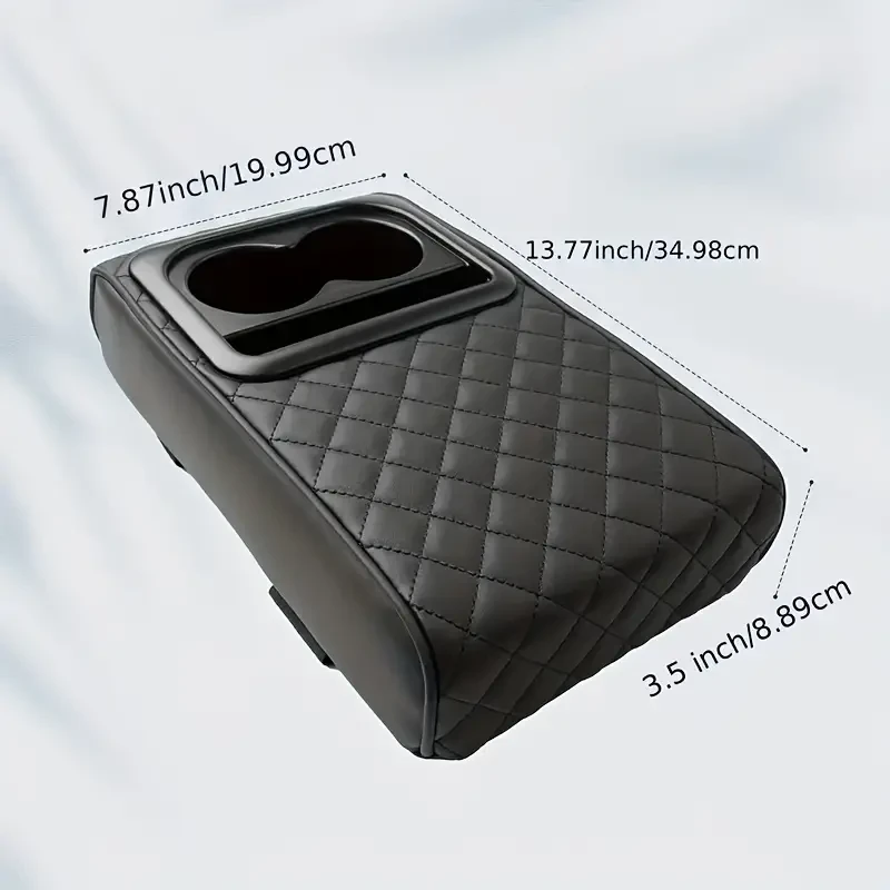 Almohada de espuma viscoelástica para reposabrazos de coche con portavasos y soporte para teléfono