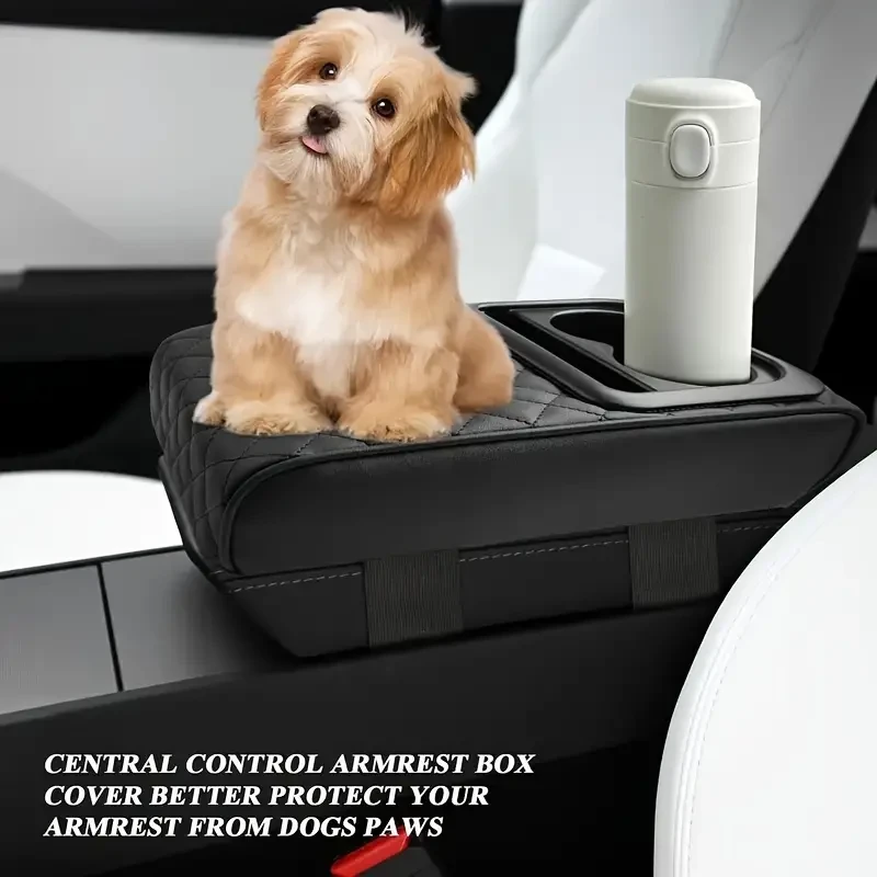Almohada de espuma viscoelástica para reposabrazos de coche con portavasos y soporte para teléfono
