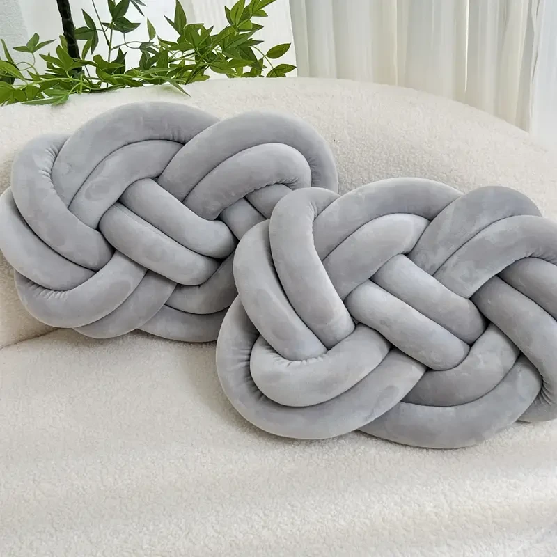 2 cojines de bola con nudo, suaves y de felpa, decorativos, para cama, sofá, dormitorio, decoración del hogar.