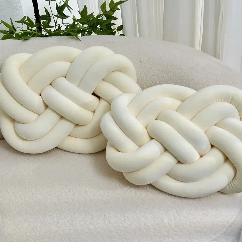 2 cojines de bola con nudo, suaves y de felpa, decorativos, para cama, sofá, dormitorio, decoración del hogar.