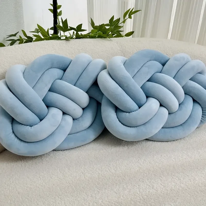 2 cojines de bola con nudo, suaves y de felpa, decorativos, para cama, sofá, dormitorio, decoración del hogar.