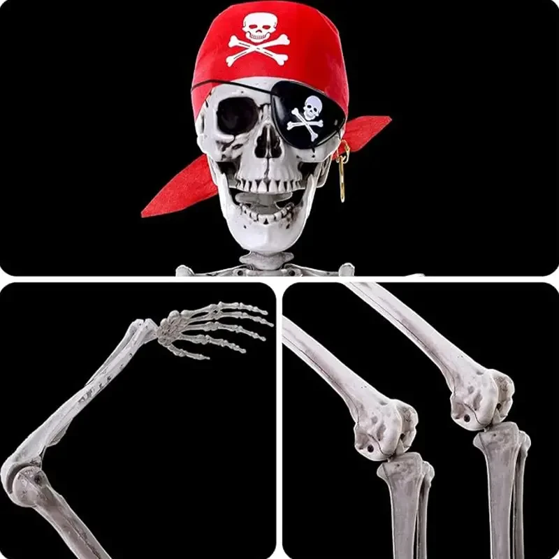 Decoraciones de Halloween - Esqueleto de Halloween de 1,5 m para colocar - Esqueleto de cuerpo entero de tamaño real con articulaciones móviles para decoración de Halloween al aire libre, patio o casa embrujada