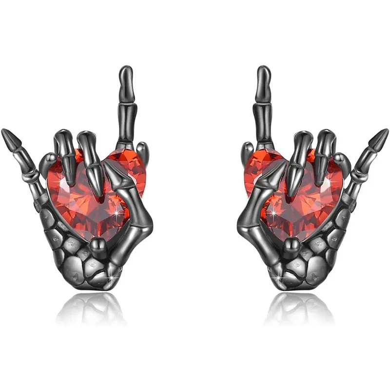 Pendiente de botón con forma de corazón de diamantes