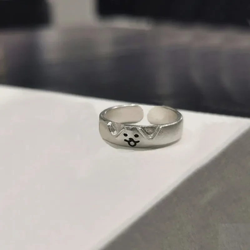 Anillos de pareja de gatitos y cachorros de dibujos animados
