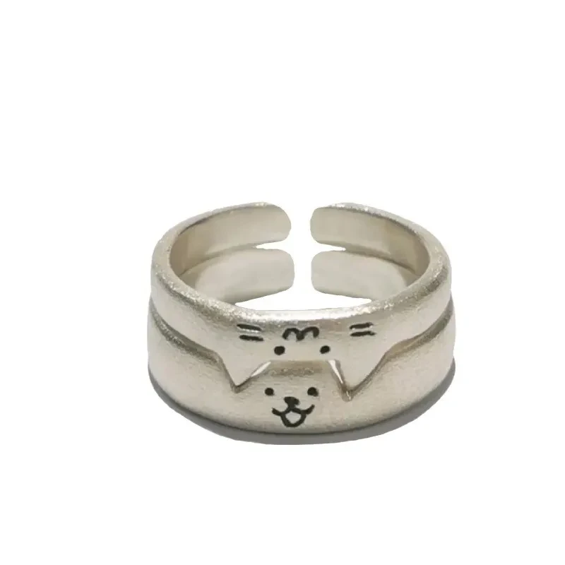 Anillos de pareja de gatitos y cachorros de dibujos animados