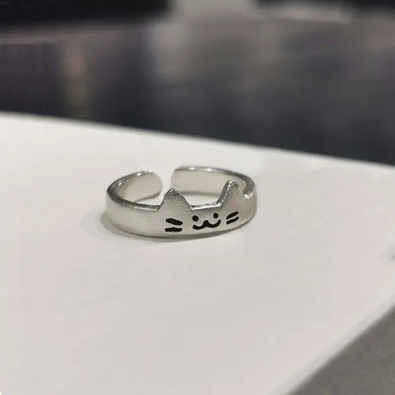 Anillos de pareja de gatitos y cachorros de dibujos animados