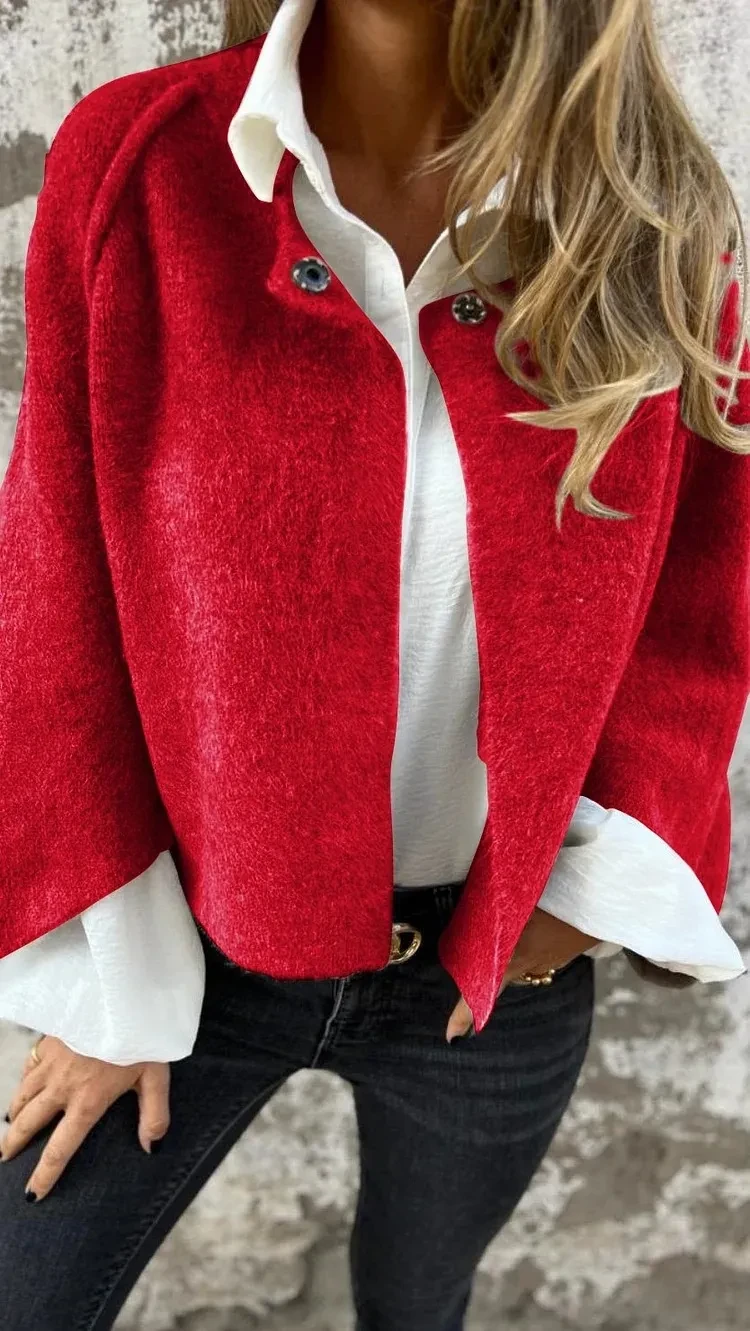 Cárdigan de manga murciélago para mujer, abrigo holgado de cachemira corto y manga larga para otoño e invierno.
