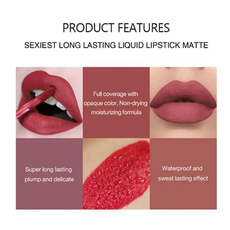 Nuevo set de labiales resistentes al agua de larga duración para mujer