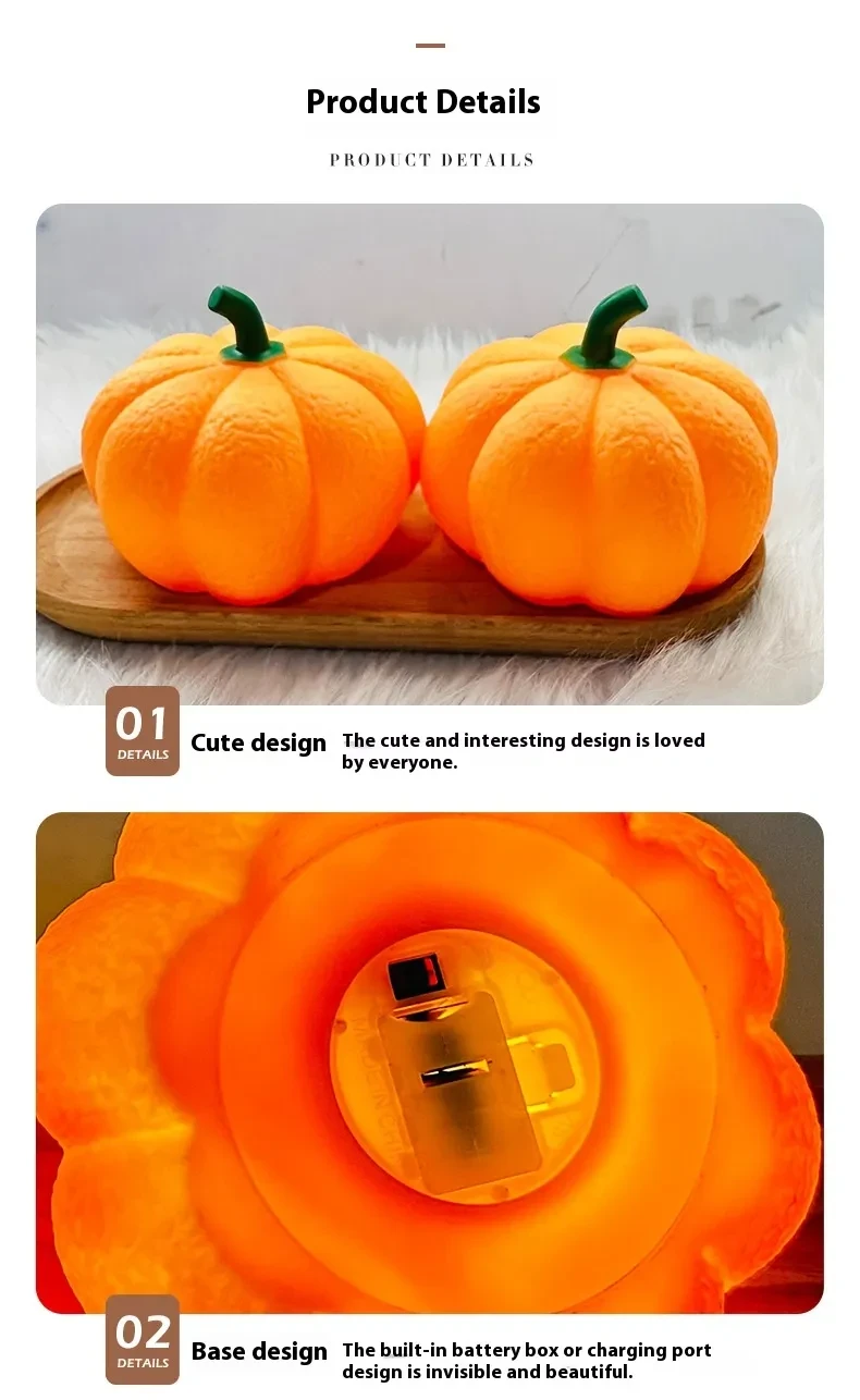 Lámpara de noche decorativa de calabaza de Halloween para dormitorio
