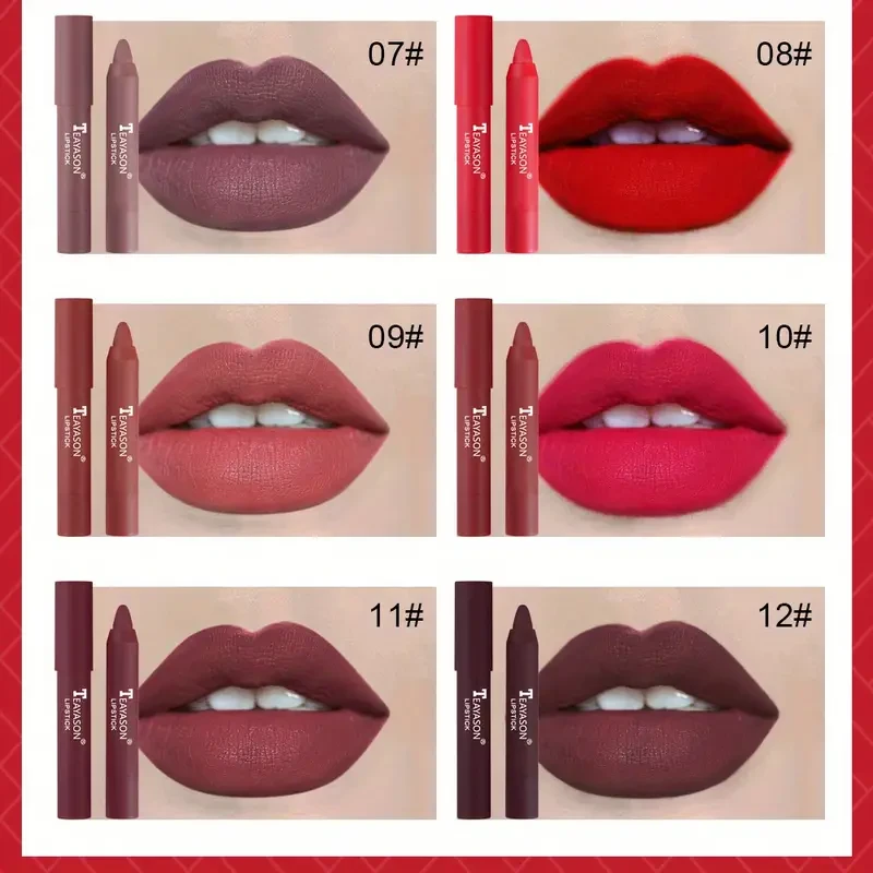 Lápiz labial hidratante mate de 12 colores