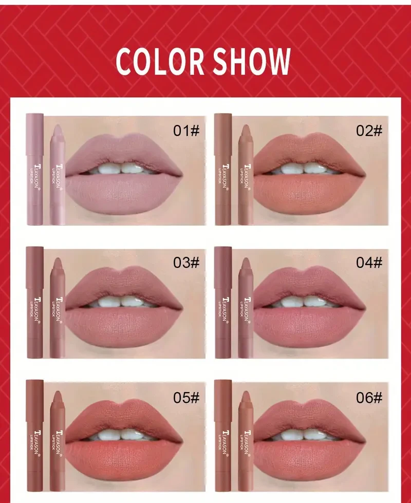 Lápiz labial hidratante mate de 12 colores