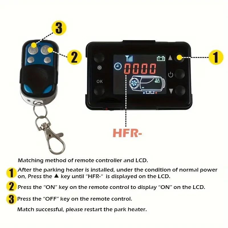 Calentador de aire diésel de 12 V y 2 kW con tanque, pantalla LCD y termostato con control remoto para caravanas, vehículos recreativos y estacionamientos.