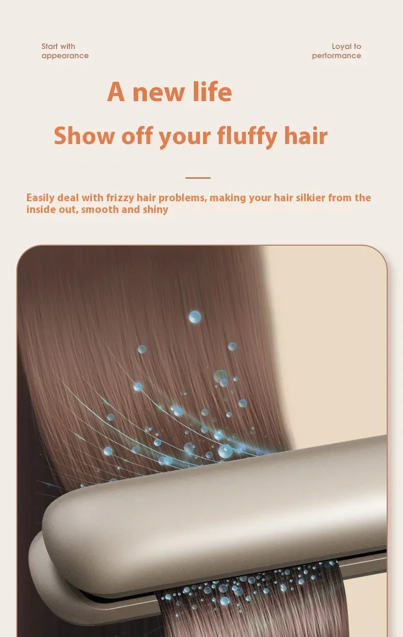 Plancha de pelo inalámbrica con carga USB, volumen y alisado, dos en uno