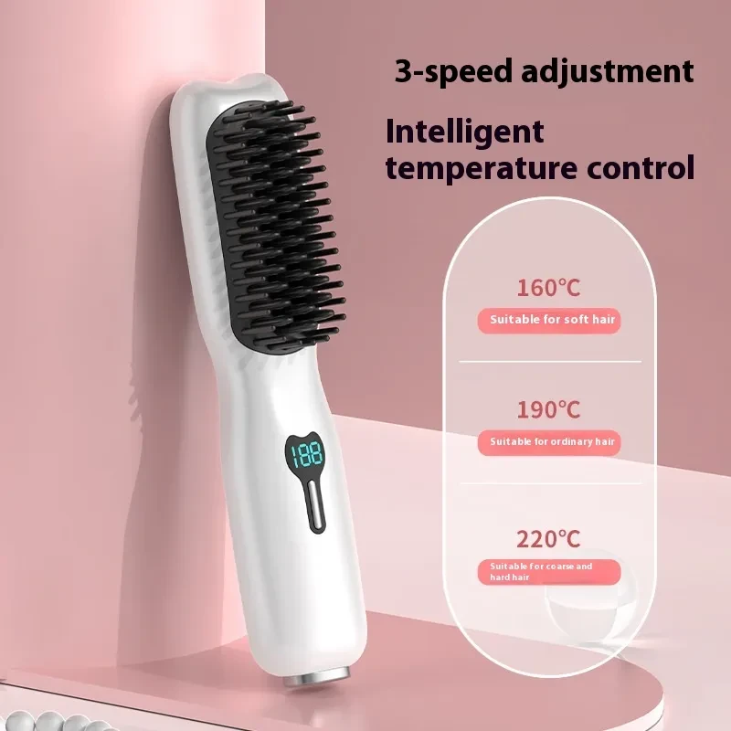 Cepillo alisador de pelo inalámbrico recargable de 220 W