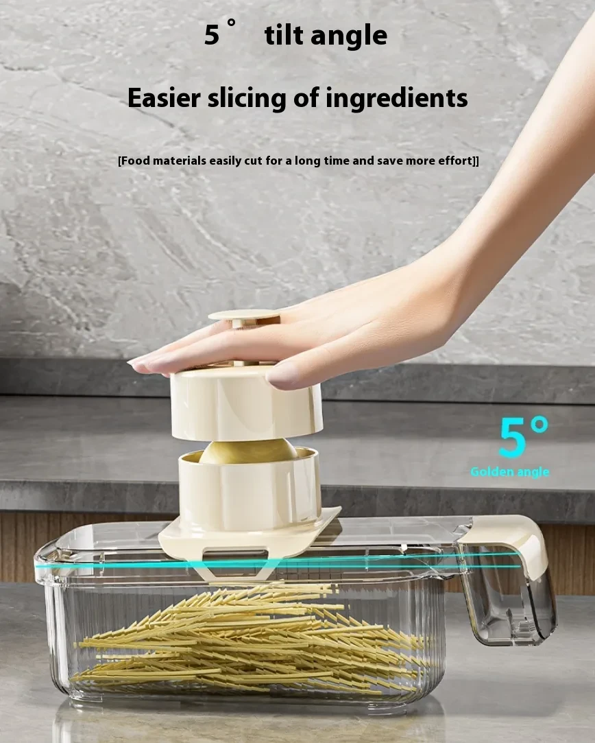 Cortador de verduras multifuncional 2 en 1 para cortar y escurrir verduras, picador de alimentos resistente, práctico utensilio de cocina.