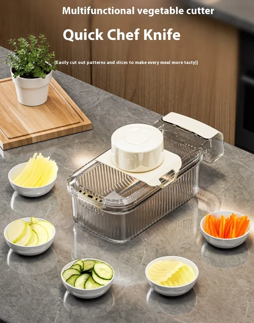 Cortador de verduras multifuncional 2 en 1 para cortar y escurrir verduras, picador de alimentos resistente, práctico utensilio de cocina.